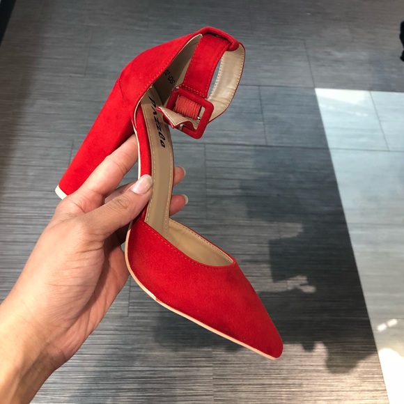 house of she Shoes - NWT - Red Open Toe Sandal Heels - Spring Shoes